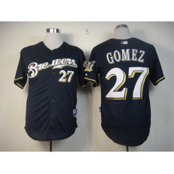 Milwaukee Brewers #27 Carlos Gomez Navy Blue Jersey