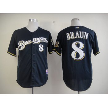 Milwaukee Brewers #8 Ryan Braun Navy Blue Jersey