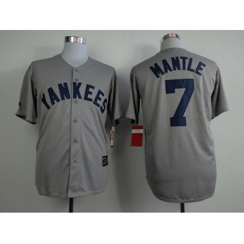 New York Yankees #7 Mickey Mantle Gray 75TH Patch Jersey