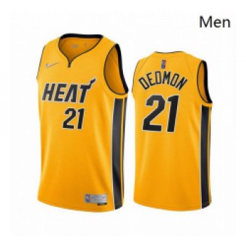 Men Miami Heat 21 Dewayne Dedmon Yellow NBA Swingman 2020 21 Earned Edition Jersey