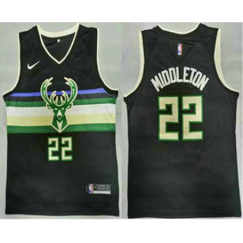 Men's Milwaukee Bucks #20 Khris Middleton Black 2021 Nike Swingman Stitched Jersey