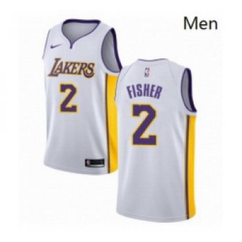 Mens Nike Los Angeles Lakers 2 Derek Fisher Swingman White NBA Jersey Association Edition
