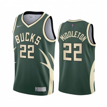 Milwaukee Bucks #22 Khris Middleton Green NBA Swingman 2020-21 Earned Edition Jersey