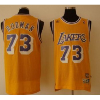 Los Angeles Lakers #73 Dennis Rodman Yellow Swingman Throwback Jersey