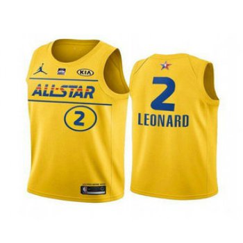 Men's 2021 All-Star #2 Kawhi Leonard Yellow Western Conference Stitched NBA Jersey
