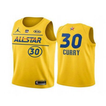 Men's 2021 All-Star #30 Stephen Curry Yellow Western Conference Stitched NBA Jersey