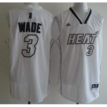 Miami Heats #3 Dwyane Wade White With Silvery Fashion Jersey