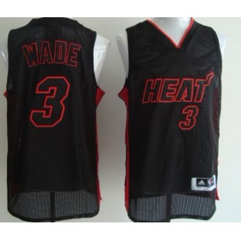 Miami ami Heat #3 Dwyane Wade All Black With Red Swingman Jersey