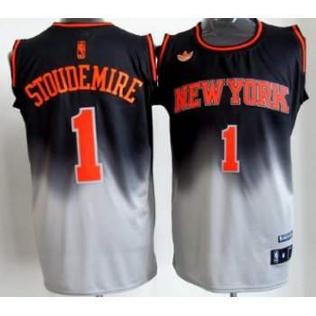 New York Knicks #1 Amare Stoudemire Black/Gray Fadeaway Fashion Jersey