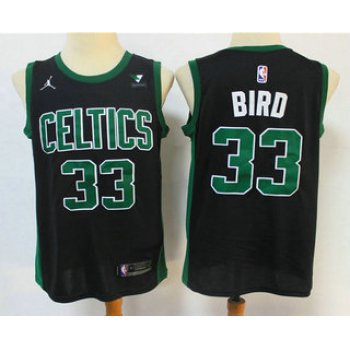 Men's Boston Celtics #33 Larry Bird Black 2021 Brand Jordan Swingman Stitched NBA Jersey With NEW Sponsor Logo