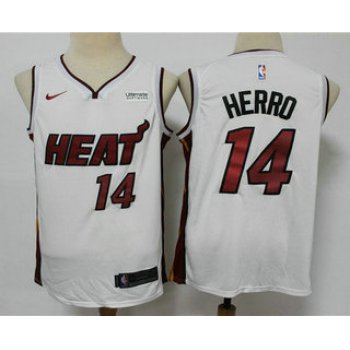 Men's Miami Heat #14 Tyler Herro White 2019 Nike Swingman Stitched NBA Jersey With The Sponsor Logo