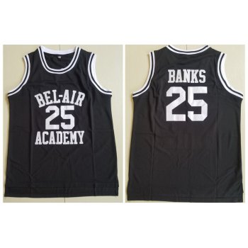 Men's The Movie Bel Air Academy #25 Banks Black Swingman Basketball Jersey