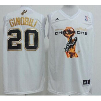 San Antonio Spurs #20 Manu Ginobili Revolution 30 Swingman 2014 Champions White Jersey