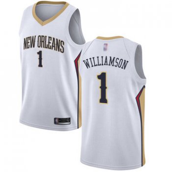 Big Size Pelicans #1 Zion Williamson White Basketball Swingman Association Edition Jersey