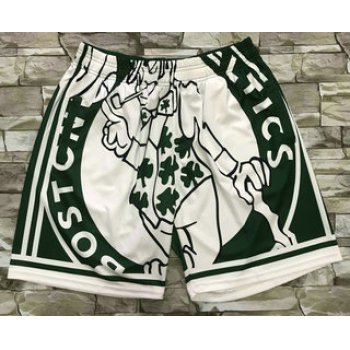 Men's Boston Celtics Green Big Face Mitchell Ness Hardwood Classics Soul Swingman Throwback Shorts