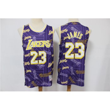 Men's Los Angeles Lakers #23 LeBron James Purple Tear Up Pack Mitchell & Ness Swingman Jeresy