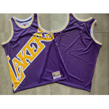 Men's Los Angeles Lakers Purple Big Face Mitchell Ness Hardwood Classics Soul Swingman Throwback Jersey