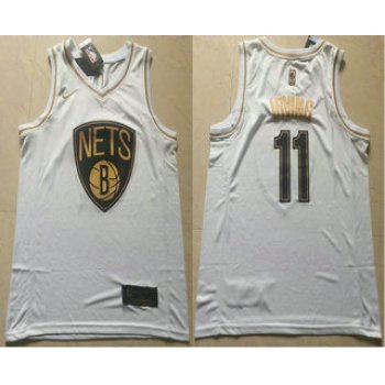 Men's Brooklyn Nets #11 Kyrie Irving White Golden Nike Swingman Stitched NBA Jersey