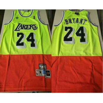 Men's Los Angeles Lakers #24 Kobe Bryant Green Red Split Hardwood Classics Jersey
