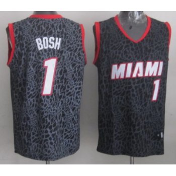 Miami Heat #1 Chris Bosh Black Leopard Print Fashion Jersey