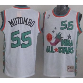 NBA 1996 All-Star #55 Dikembe Mutombo White Swingman Throwback Jersey