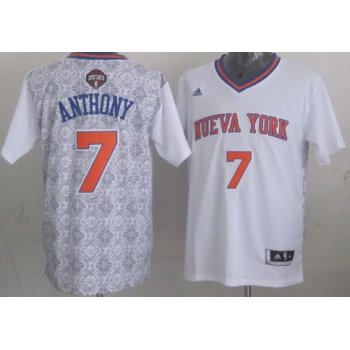 New York Knicks #7 Carmelo Anthony Revolution 30 Swingman 2014 Noche Latina White Jersey