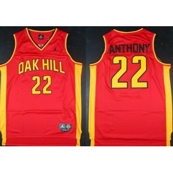 Oak Hill Academy #22 Carmelo Anthony Red Swingman Jersey