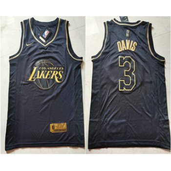 Men's Los Angeles Lakers #3 Anthony Davis Black Golden Edition Nike Swingman Jersey