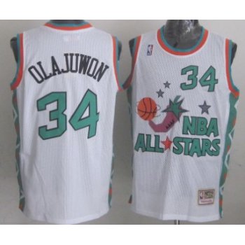 NBA 1996 All-Star #34 Hakeem Olajuwon White Swingman Throwback Jersey