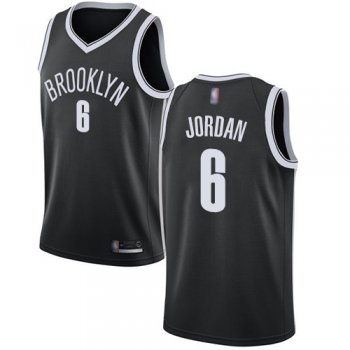 Nets #6 DeAndre Jordan Black Basketball Swingman Icon Edition Jersey