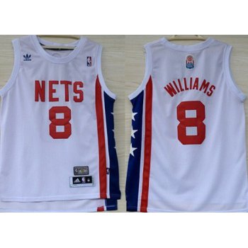 New Jersey Nets #8 Deron Williams ABA Hardwood Classic White Swingman Jersey