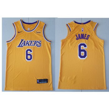 Nike Los Angeles Lakers #6 LeBron James Gold NBA Swingman Icon Edition Jersey