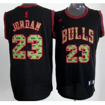 Chicago Bulls #23 Michael Jordan Black Camo Fashion Jersey