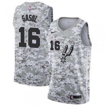 Men's Nike San Antonio Spurs #16 Pau Gasol White Camo Basketball Swingman Earned Edition Jersey