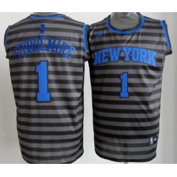 New York Knicks #1 Amare Stoudemire Gray With Black Pinstripe Jersey
