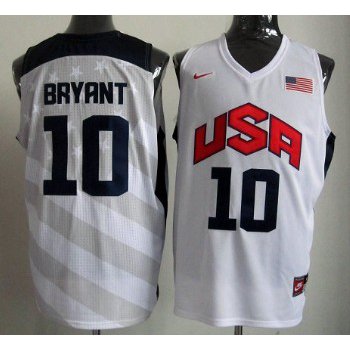 2012 Olympics Team USA #10 Kobe Bryant Revolution 30 Swingman White Jersey