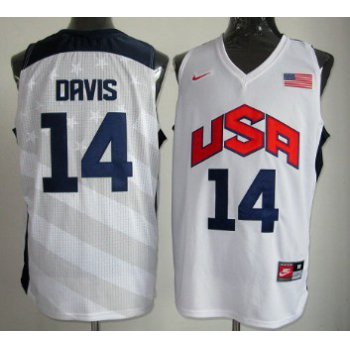 2012 Olympics Team USA #14 Anthony Davis Revolution 30 Swingman White Jersey