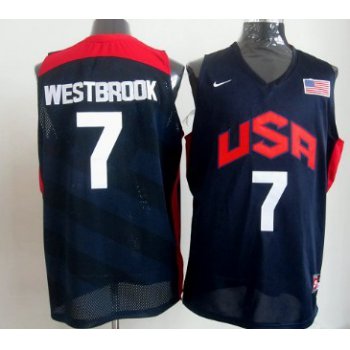 2012 Olympics Team USA #7 Russell Westbrook Revolution 30 Swingman Blue Jersey