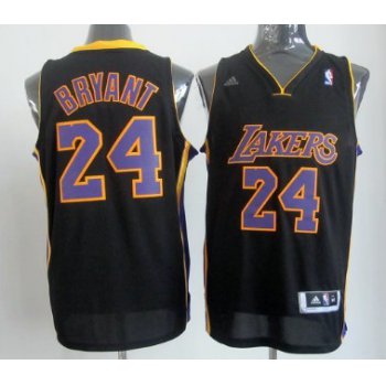 Los Angeles Lakers #24 Kobe Bryant Revolution 30 Swingman Black With Purple Jersey
