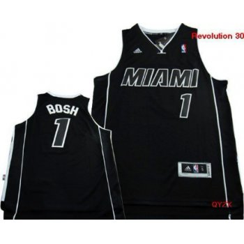 Miami Heat #1 Chris Bosh Revolution 30 Swingman All Black With White Jersey