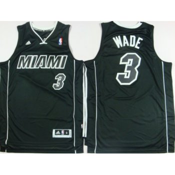 Miami Heat #3 Dwyane Wade Revolution 30 Swingman All Black With White Jersey