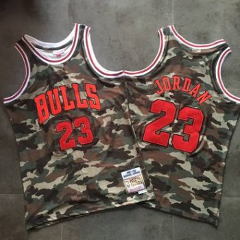 Bulls #23 Michael Jordan Camo 1997-98 Hardwood Classics Jersey