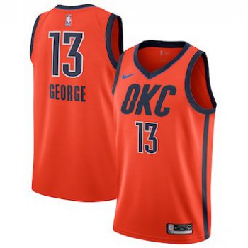 Men's Oklahoma City Thunder #13 Paul George Nike Orange 2018-19 Swingman Earned Edition Jersey