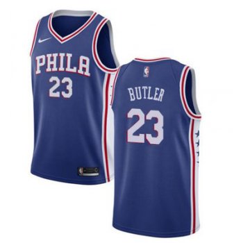 Men's Philadelphia 76ers #23 Jimmy Butler Cream NEW Blue Jersey