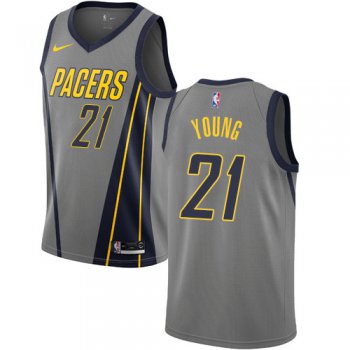 Nike Pacers #21 Thaddeus Young Gray NBA Swingman City Edition Jersey