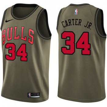 Nike Chicago Bulls #34 Wendell Carter Jr. Green NBA Swingman Salute to Service Jersey
