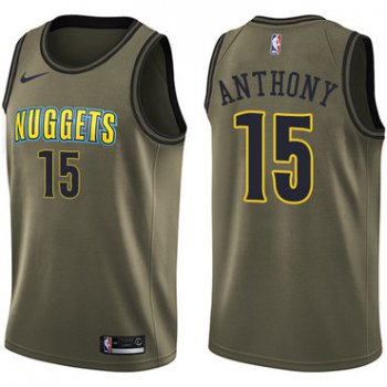Nike Denver Nuggets #15 Carmelo Anthony Green Salute to Service NBA Swingman Jersey