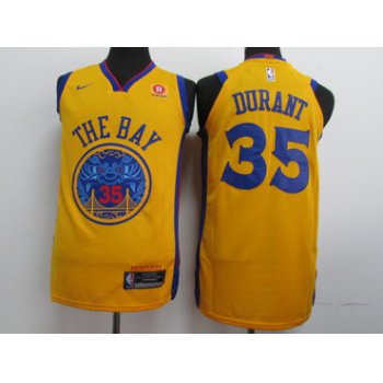 Nike Golden State Warriors #35 Kevin Durant Gold City Edition Authentic Jersey