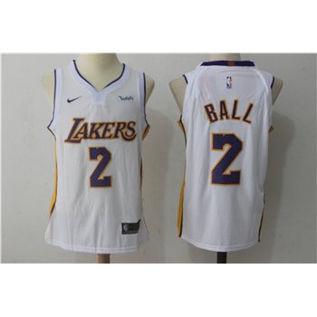 Nike Los Angeles Lakers #2 Lonzo Ball White Nike Stitched NBA Jersey