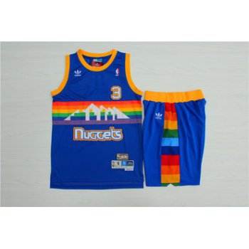 Nuggets #3 Allen Iverson Blue Hardwood Classics Jersey(With Shorts)
